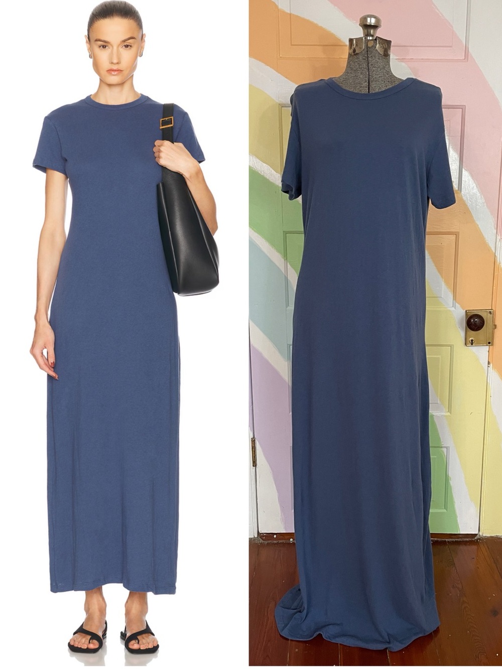 LESET Laura Blue Crew-Neck Short Sleeve Maxi Dress Women’s XL